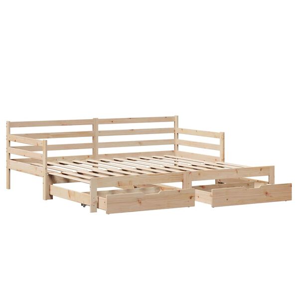 vidaXL Daybed with Trundle and Drawers without Mattress 80x200 cm