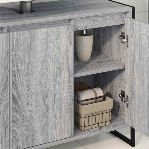 vidaXL Bathroom Cabinet Grey Sonoma 90 x 30 x 60 cm Engineered Wood