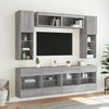 vidaXL 6 Piece TV Wall Cabinet Set with LED Lights Grey Sonoma