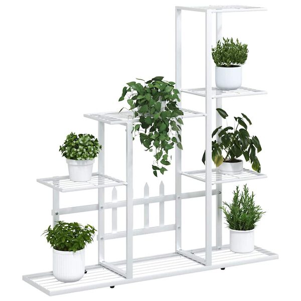 vidaXL Flower Stand 94.5x25x88 cm White Metal
