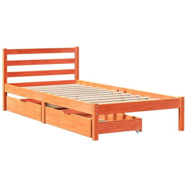 vidaXL Bed Frame without Mattress Wax Brown 100x200 cm Solid Wood Pine