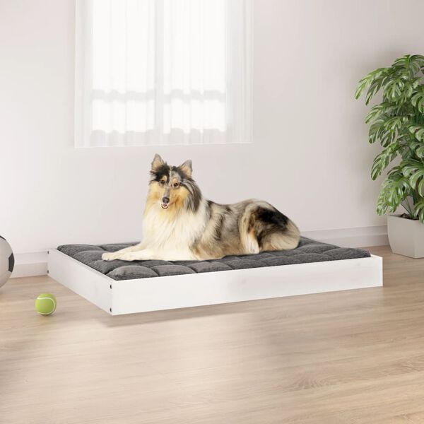 vidaXL Dog Bed White 91.5x64x9 cm Solid Wood Pine