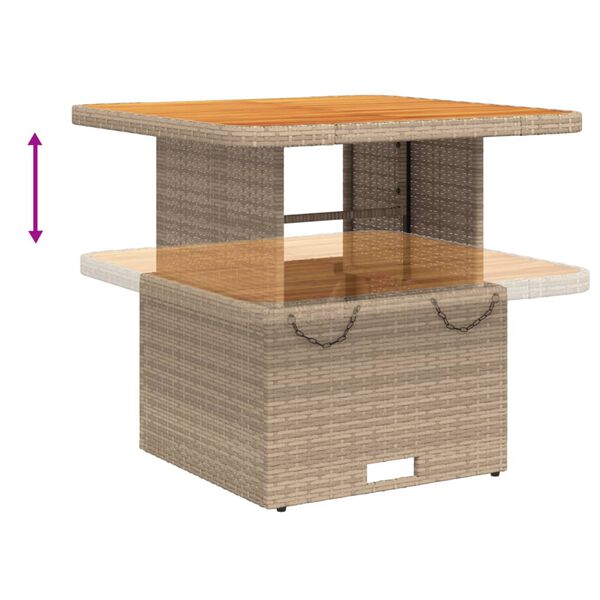 vidaXL Garden Table Beige 80x80x71 cm Poly Rattan and Acacia Wood
