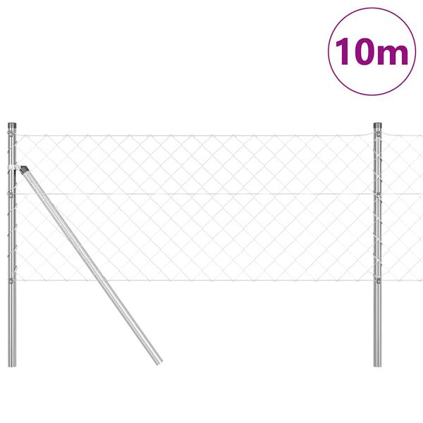 vidaXL Fence Post Silver 10 x 0.4 m (60 x 60 mm mesh) Steel