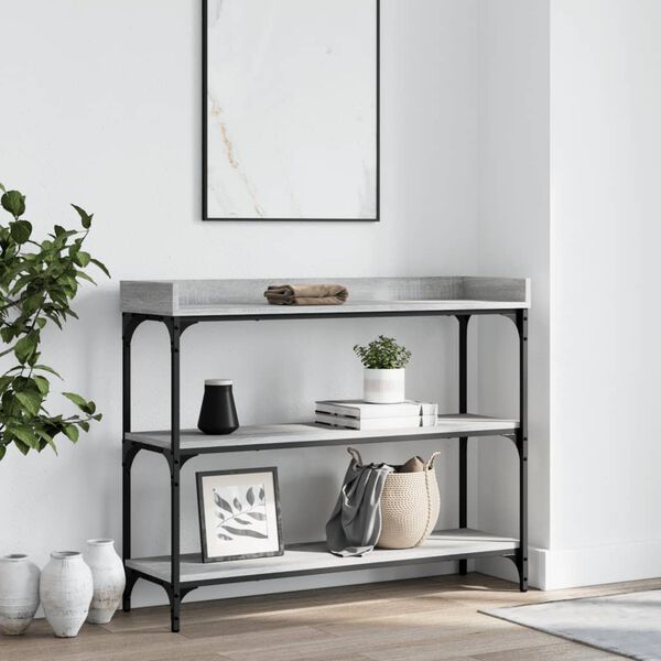 vidaXL Console Table with Shelves Grey Sonoma 100x30x80 cm