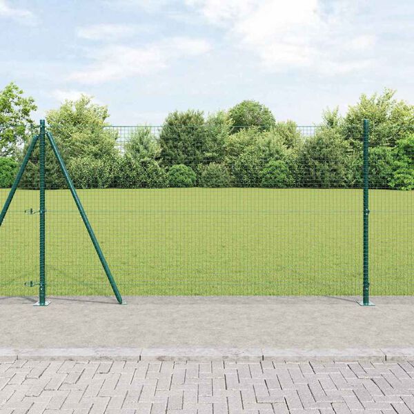 vidaXL Fence Post Green 25 x 1.2 m (25 x 25 mm mesh) Steel and PVC