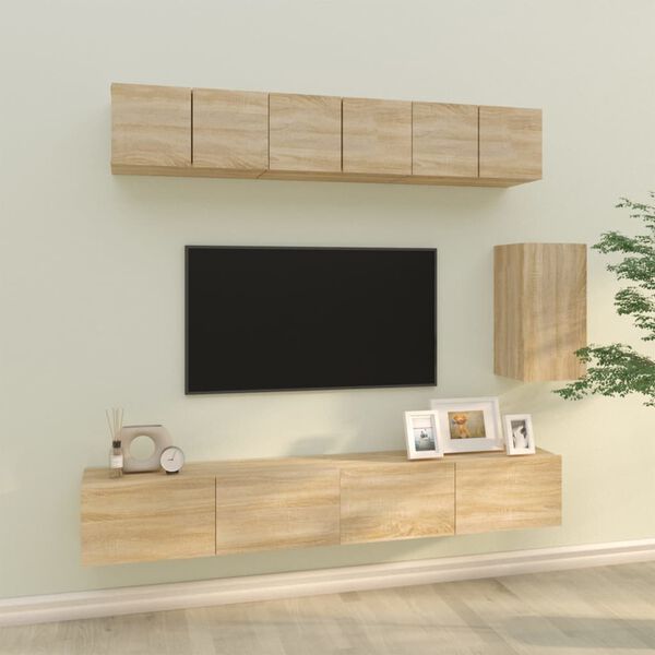 vidaXL 6 Piece TV Cabinet Set Sonoma Oak Engineered Wood