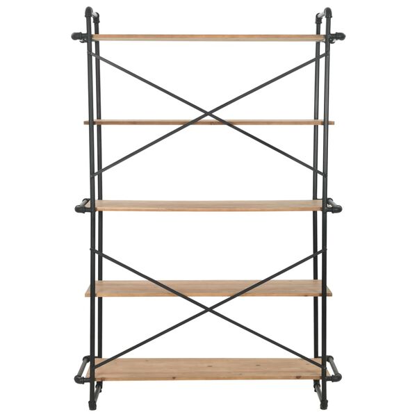 vidaXL Bookcase Solid Firwood and Steel 120x42x180 cm