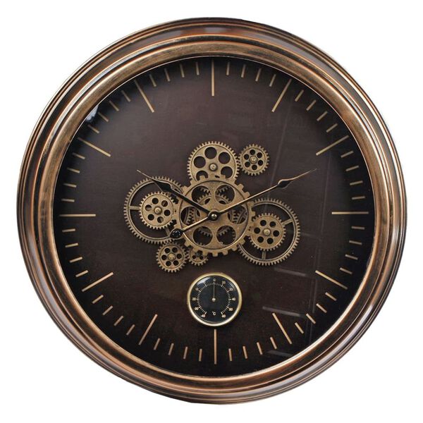 Gifts Amsterdam Radar Clock Budapest with Thermometer Metal Gold 58.5 cm