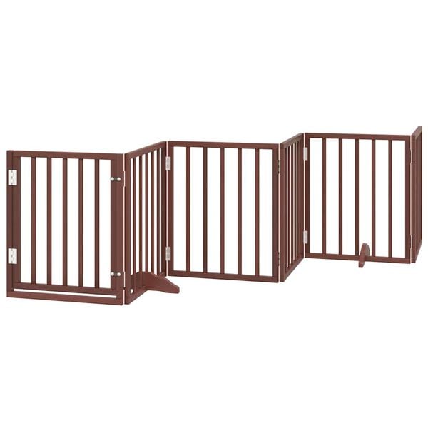 vidaXL Dog Gate with Door Foldable 9 Panels Brown 450 cm Poplar Wood