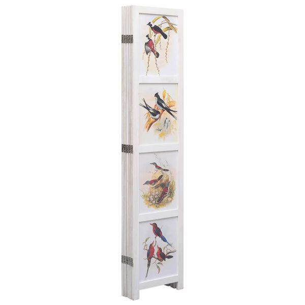 vidaXL 5-Panel Room Divider White 175x165 cm Bird