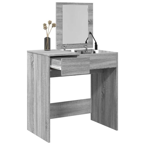 vidaXL Dressing Table with Mirror Grey Sonoma 73x46.5x120 cm