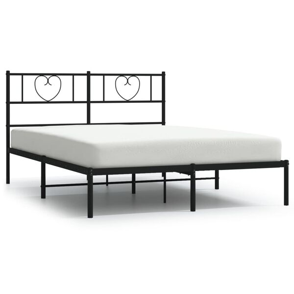 vidaXL Metal Bed Frame without Mattress with Headboard Black 140x190cm