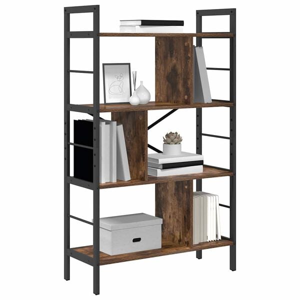vidaXL Bookshelf Smoked Oak 75 x 30 x 123.5 cm Engineered Wood