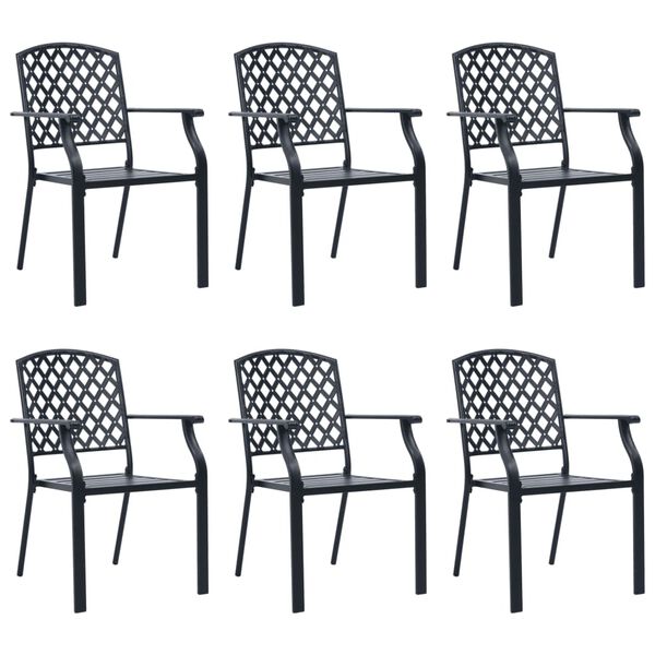 vidaXL 7 Piece Outdoor Dining Set Steel Black