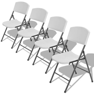 vidaXL Folding Garden Chairs 4 pcs Steel and HDPE White