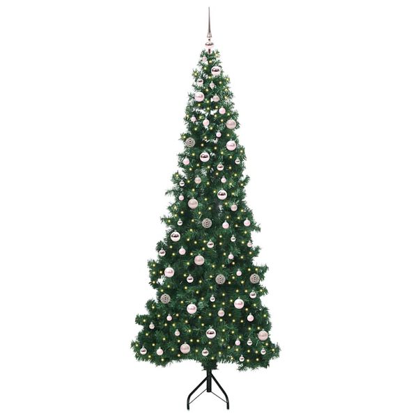 vidaXL Corner Artificial Christmas Tree Green 240 cm PVC and Metal