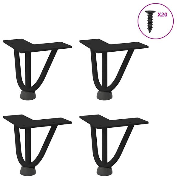 vidaXL Hairpin Legs for Coffee Table 4 pcs Black 10 cm Solid Steel