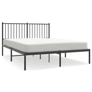 vidaXL Metal Bed Frame without Mattress with Headboard Black 140x200cm