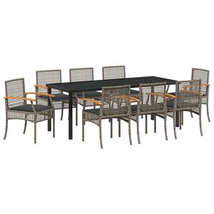 vidaXL Garden Dining Set 9 pcs Grey and Black Rattan