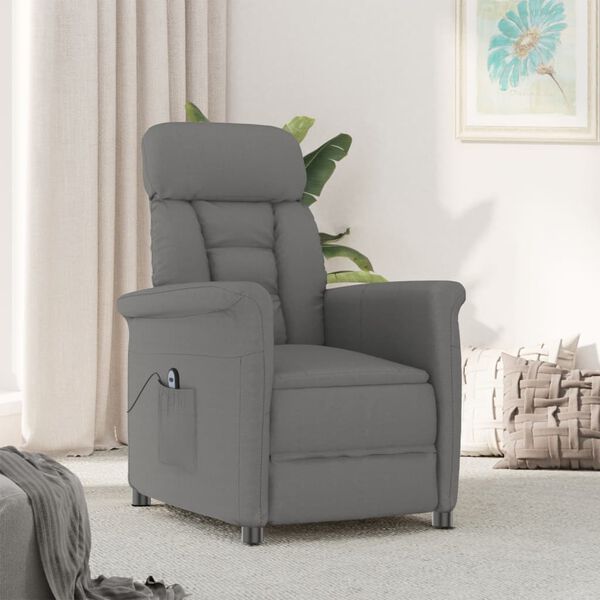 vidaXL Electric Recliner Chair Dark Grey Microfiber Fabric