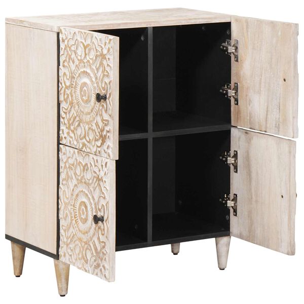 vidaXL Sideboard with Storage White 60 x 33.5 x 75 cm Solid Mango Wood