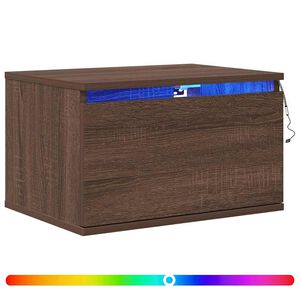vidaXL Wall-mounted Bedside Cabinet with LED Lights Brown Oak