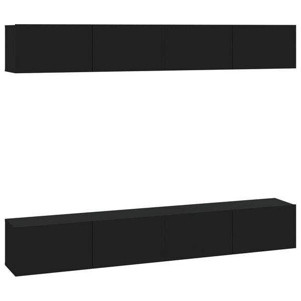 vidaXL Wall TV Cabinets 4 pcs Black 100x30x30 cm