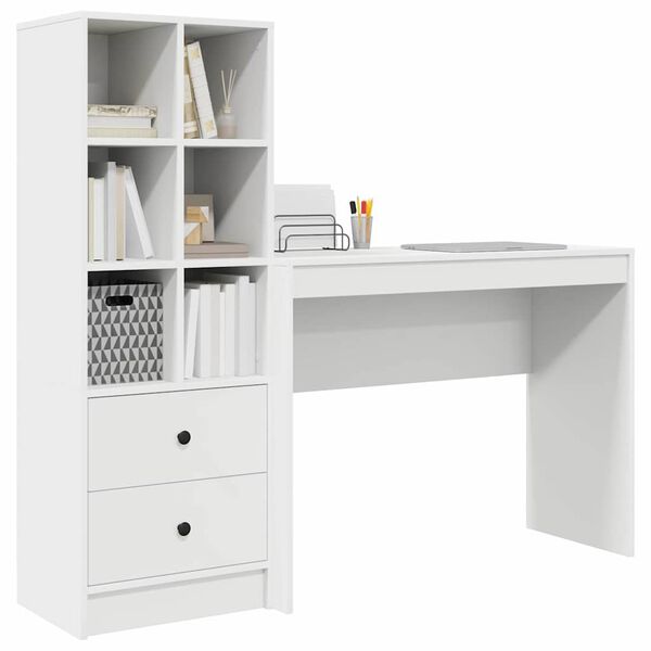 vidaXL Desk with Drawer 2 pcs White