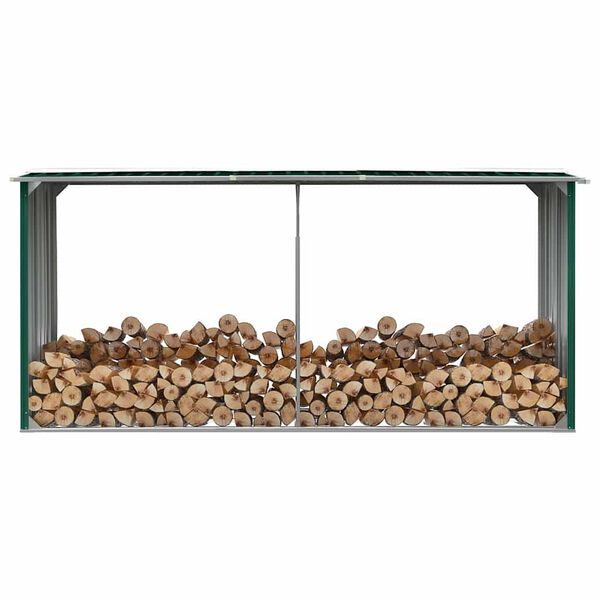 vidaXL Garden Log Storage Shed Galvanised Steel 330x92x153 cm Green