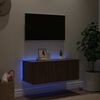 vidaXL TV Wall Cabinet with LED Lights Brown Oak 80x35x31 cm