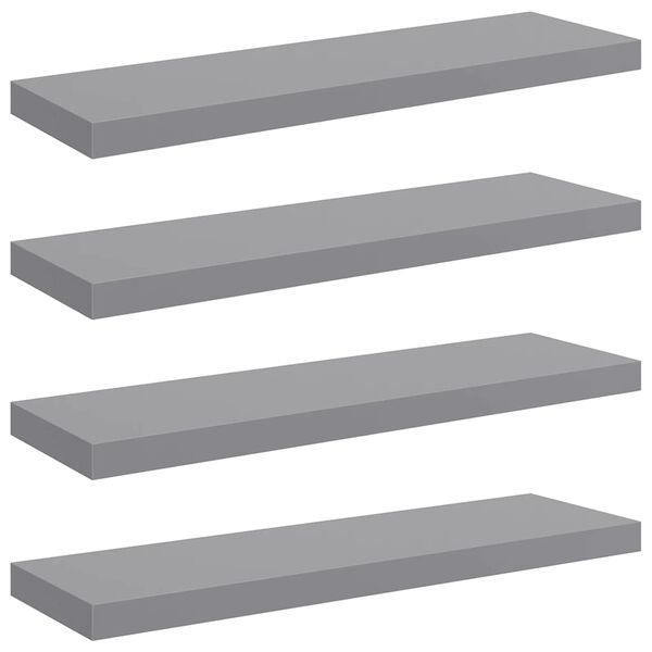 vidaXL Floating Wall Shelves 4 pcs Grey 80x23.5x3.8 cm MDF