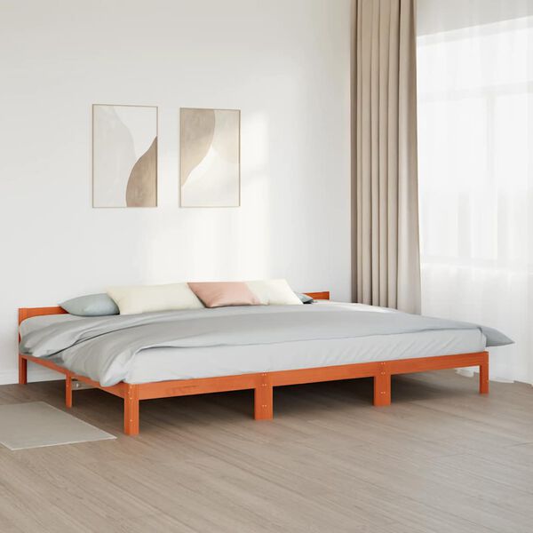 vidaXL Family Bed Frame No Mattress Wax Brown 240x200 cm Solid Wood Pine