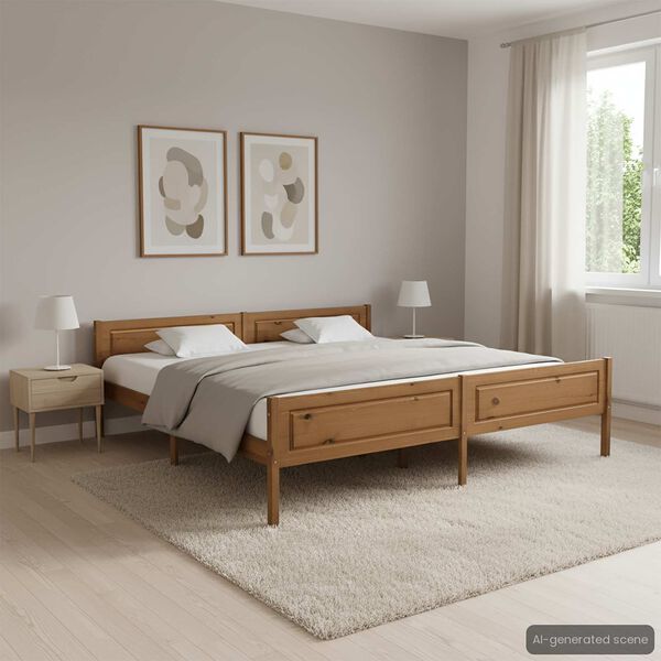 vidaXL Bed Frame without Mattress Solid Pinewood Honey Brown 200x200 cm