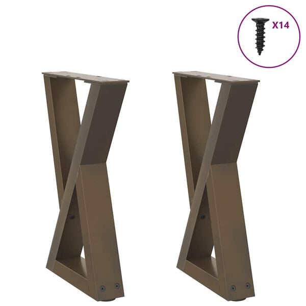 vidaXL Coffee Table Legs 2 pcs Natural Steel 38x(42-43.3) cm Steel