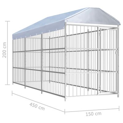 vidaXL Outdoor Dog Kennel with Roof 450x150x200 cm