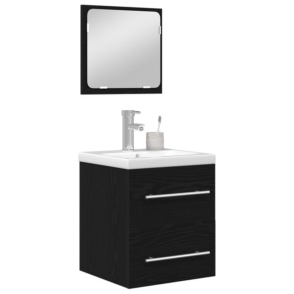 vidaXL Bathroom Furniture Set 2 pcs Black Oak Engineered Wood