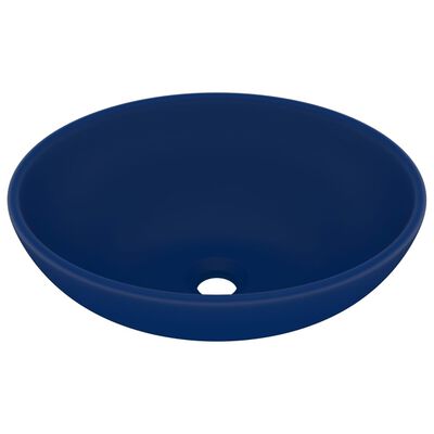 vidaXL Luxury Basin Oval-shaped Matt Dark Blue 40x33 cm Ceramic