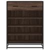 vidaXL Shoe Cabinet Brown Oak 75x38x97.5 cm Engineered Wood and Metal