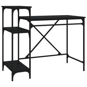 vidaXL Desk with Shelves Black 105x50x90 cm Engineered Wood&Iron