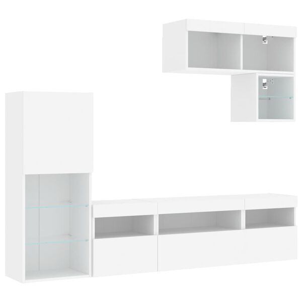 vidaXL 6 Piece TV Wall Units with LED White Engineered Wood