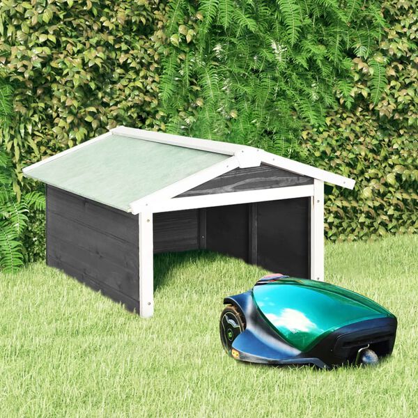 vidaXL Robotic Lawn Mower Garage 72x87x50 cm Grey and White Firwood