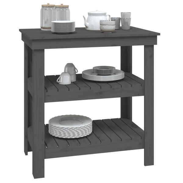 vidaXL Work Bench Grey 78.5x50x80 cm Solid Wood Pine