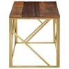 vidaXL Coffee Table Gold Stainless Steel and Solid Sleeper Wood