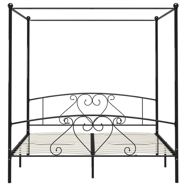 vidaXL Bed Frame without Mattress with Canopy Black 200x200 cm Metal