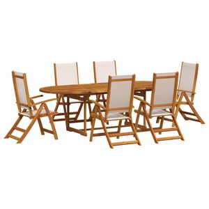 vidaXL 7 Piece Garden Dining Set Solid Wood Acacia and Textilene