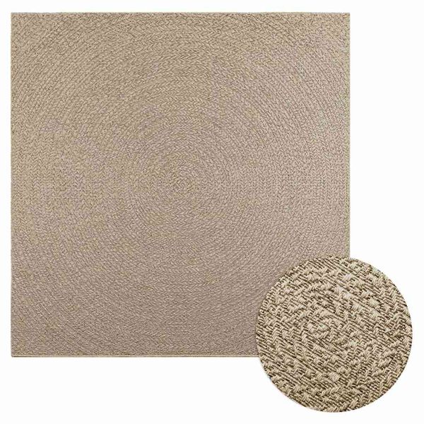 vidaXL Rug ZIZUR Beige 200x200 cm Jute Look Indoor and Outdoor