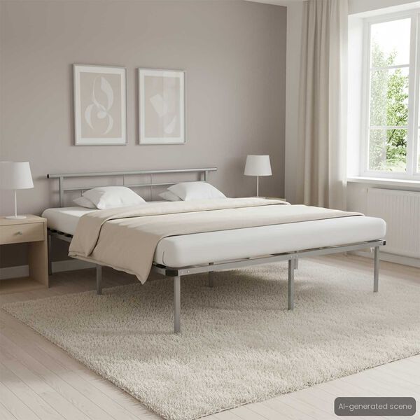 vidaXL Bed Frame without Mattress Grey Metal 200x200cm