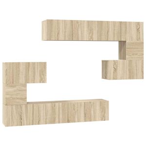 vidaXL 8 Piece TV Cabinet Set Sonoma Oak Engineered Wood