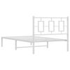 vidaXL Metal Bed Frame without Mattress with Headboard White 100x190cm